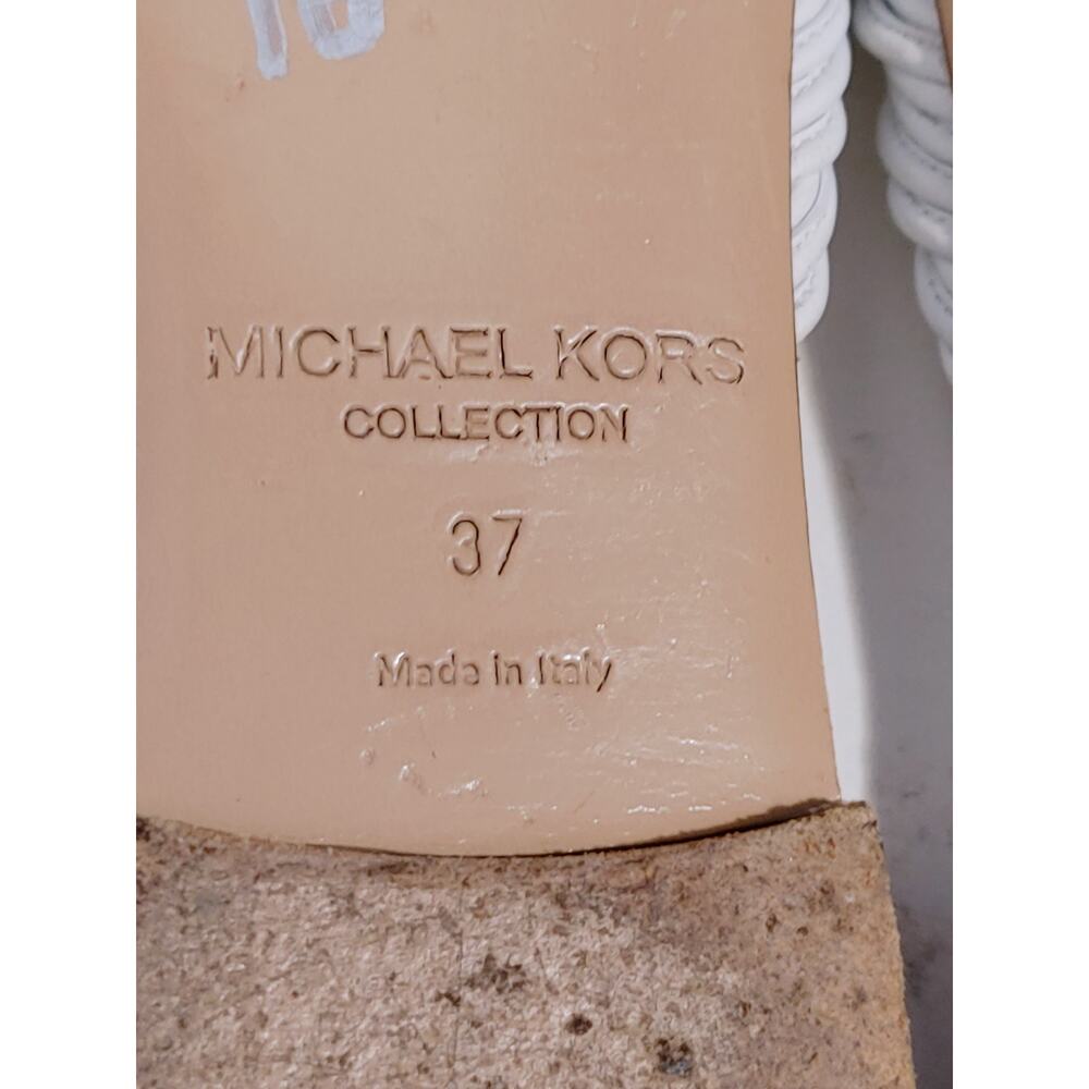 Michael Kors Knot Mule Flats Slip On Sandals Leather White Brown Womens EU 37/7 - Picture 5 of 5